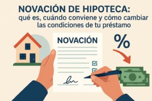 Ilustración de la firma de una novación de hipoteca para cambiar condiciones del préstamo