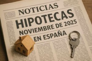 “Noticias hipotecarias de noviembre 2025 en España con casa y llaves”